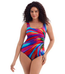 Longitude Women's Tidal Swoon Panel Scoopneck Tank Long Torso One Piece Swimsuit
