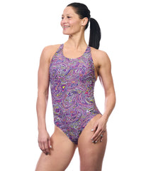 EQ Swimwear Women's Laguna Plum Harmony Extra Long Torso One Piece Swimsuit