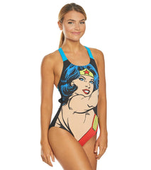 Arena Women's Wonder Woman Face Swim Pro Back One Piece Swimsuit