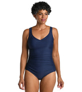 Maxine Women's Solid Over The Shoulder One Piece Swimsuit