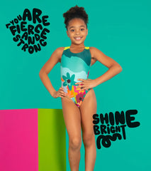 Sporti x She Is This Limited Edition Mountain Flower Wide Strap Cross Back One Piece Swimsuit Youth (22-28)