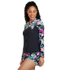 Tommy Bahama Women's Coastal Gardens Engineered Full Zip Long Sleeve Rash Guard