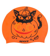 Sporti Limited Edition Pumpkin Cat Silicone Swim Cap Jr.