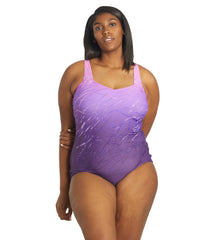 Sporti Plus Size Moderate Printed Ombre Sweetheart One Piece Swimsuit