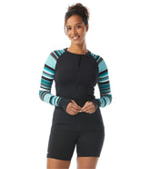 Beach House Women's Shorelines Stripe Ava Long Sleeve Zip Front Rashguard