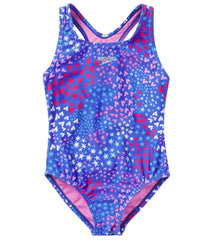 Speedo Girls' Printed Racerback One Piece Swimsuit (Little Kid, Big Kid)