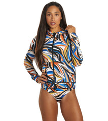 Hurley Women's Sand Dunes Zip Hoodie UPF 50 Rashguard