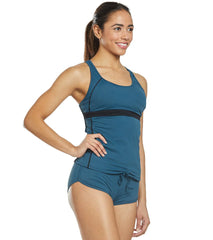 Sporti Active Ribbed Racerback Solid Tankini Top