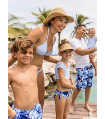 Snapper Rock Women's Powder Blue Sustainable Stripe Bikini Top