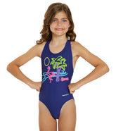 Sporti Miami Vibes Wide Strap Cross Back One Piece Swimsuit Youth (22-28)