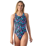 EQ Swimwear Women's Abstract Harmony Long Torso One Piece Swimsuit