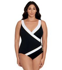 Longitude Women's Private Party Tassel Ring Surplice One Piece Swimsuit