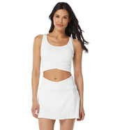 Beach House Women's Ribbed Solid Bala Fitteed Cross Over Crop Top