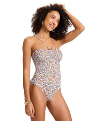 Tommy Bahama Women's Leo Aloha Bandeau One Piece Swimsuit