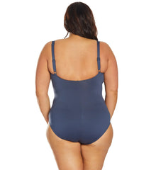 TYR Women's Plus Size Solid Twisted Bra Chlorine Resistant Controlfit One Piece Swimsuit