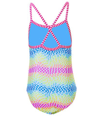 Dolfin Girls' Rainbow Check Printed One Piece Swimsuit (Big Kid)