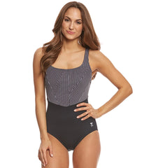 TYR Women's Monroe Stripe Aqua Chlorine Resistant Controlfit One Piece Swimsuit