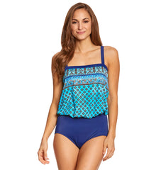 Maxine Island Paisley Bandeau Blouson One Piece Swimsuit