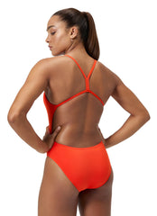 Speedo Vibe Women's Solid V-Back One Piece Swimsuit