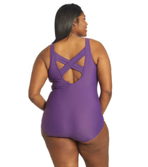 Sporti Plus Size Moderate Printed Ombre Sweetheart One Piece Swimsuit