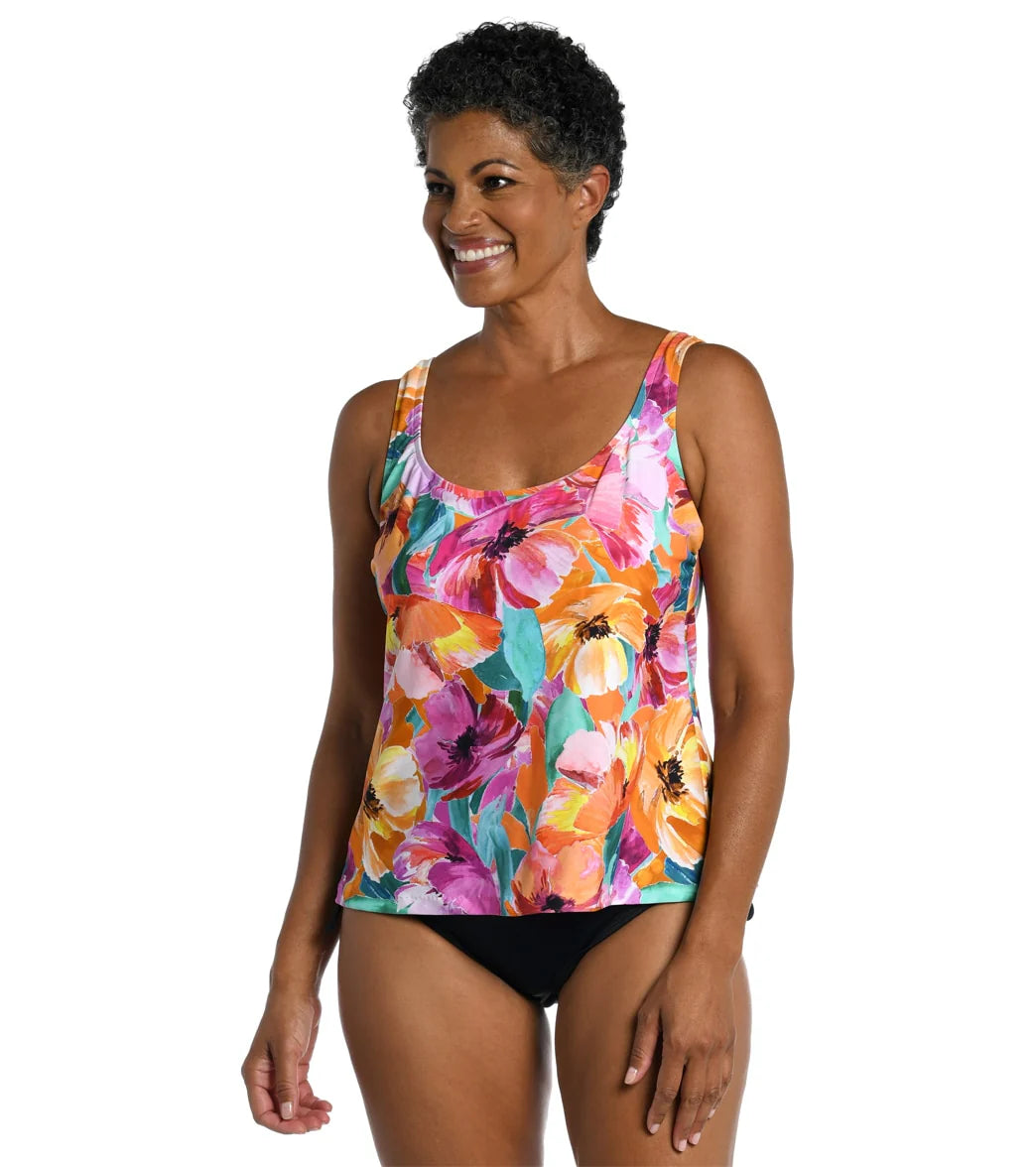 Maxine Women's Sunset Bouquet Scoop Tankini Top