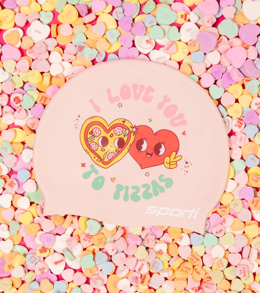 Sporti Limited Edition Pizza Love Silicone Swim Cap