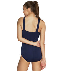 Speedo Women's Solid Shirred Tank One Piece Swimsuit
