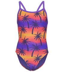 Sporti Sunset Palm Thin Strap One Piece Swimsuit Youth (22-28)