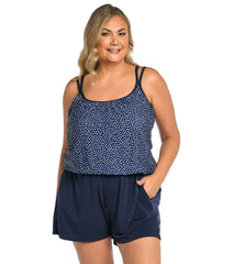 Maxine Women's Plus Size Seaside Dot Swim Romper