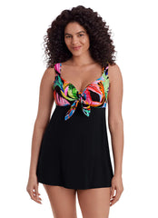 Longitude Women's Long Torso Tropicana Tie Front Swim Dress