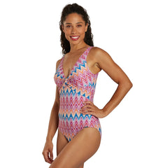 Sunmarin Women's Burst Twist Front One Piece Swimsuit