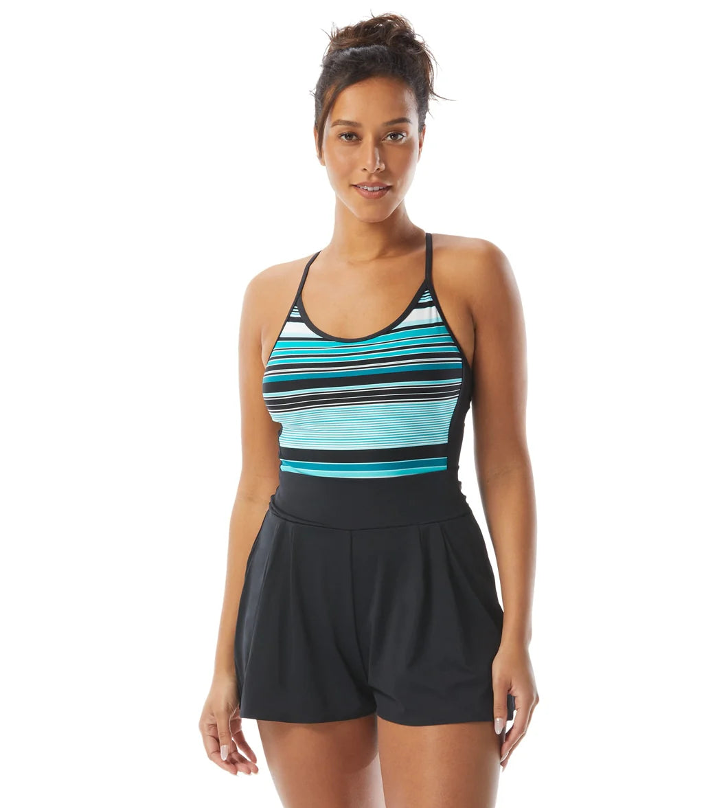 Beach House Women's Shorelines Stripe Swell Swim Romper