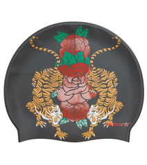Sporti Tiger and Roses Silicone Swim Cap