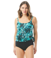 Gabar Women's Chlorine Resistant Satellite Stripe Blouson Tankini Set