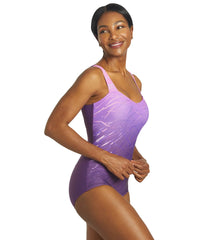 Sporti Moderate Printed Ombre Sweetheart One Piece Swimsuit
