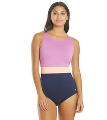 TYR Women's Solid Splice Belted Controlfit Chlorine Resistant One Piece Swimsuit