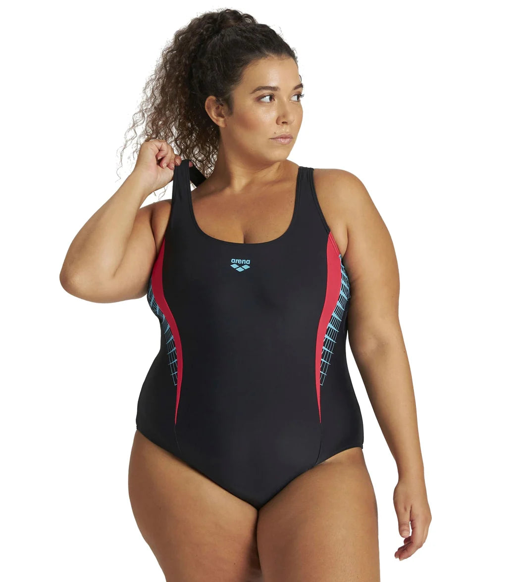 Arena Women's Plus Size Threefold V Back One Piece Swimsuit