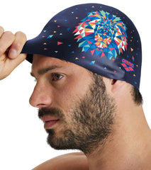 Arena Drew Kibler Geometric Lions Flat Silicone Swim Cap