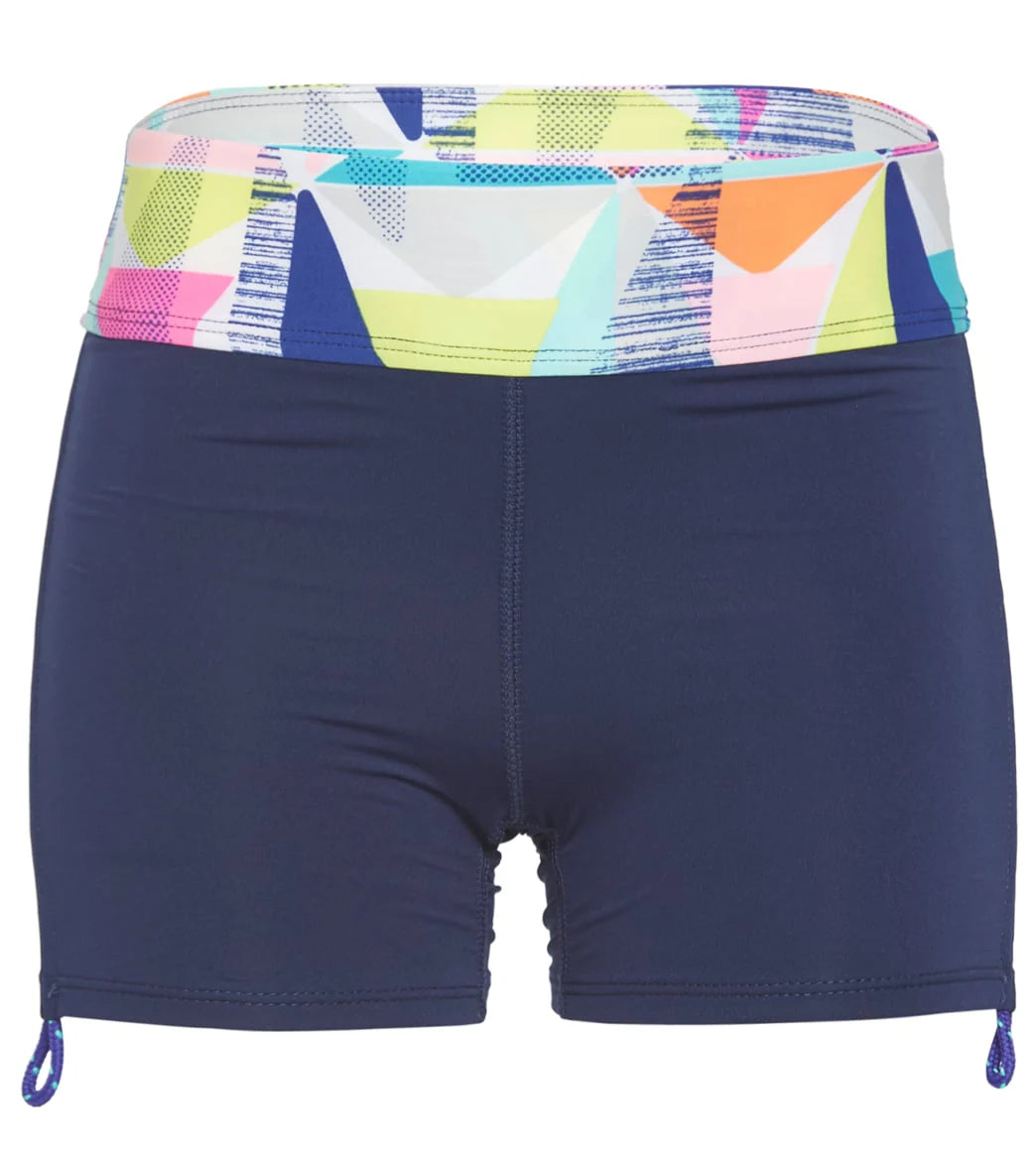 TYR Girls' Jigsaw Della Swim Boyshort (Little Kid, Big Kid)
