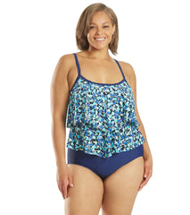 Maxine Plus Size Vineyard Double Tier One Piece Swimsuit