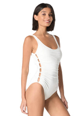 Carmen Marc Valvo Women's Pearl Paradise Scoop Neck One Piece Swimsuit