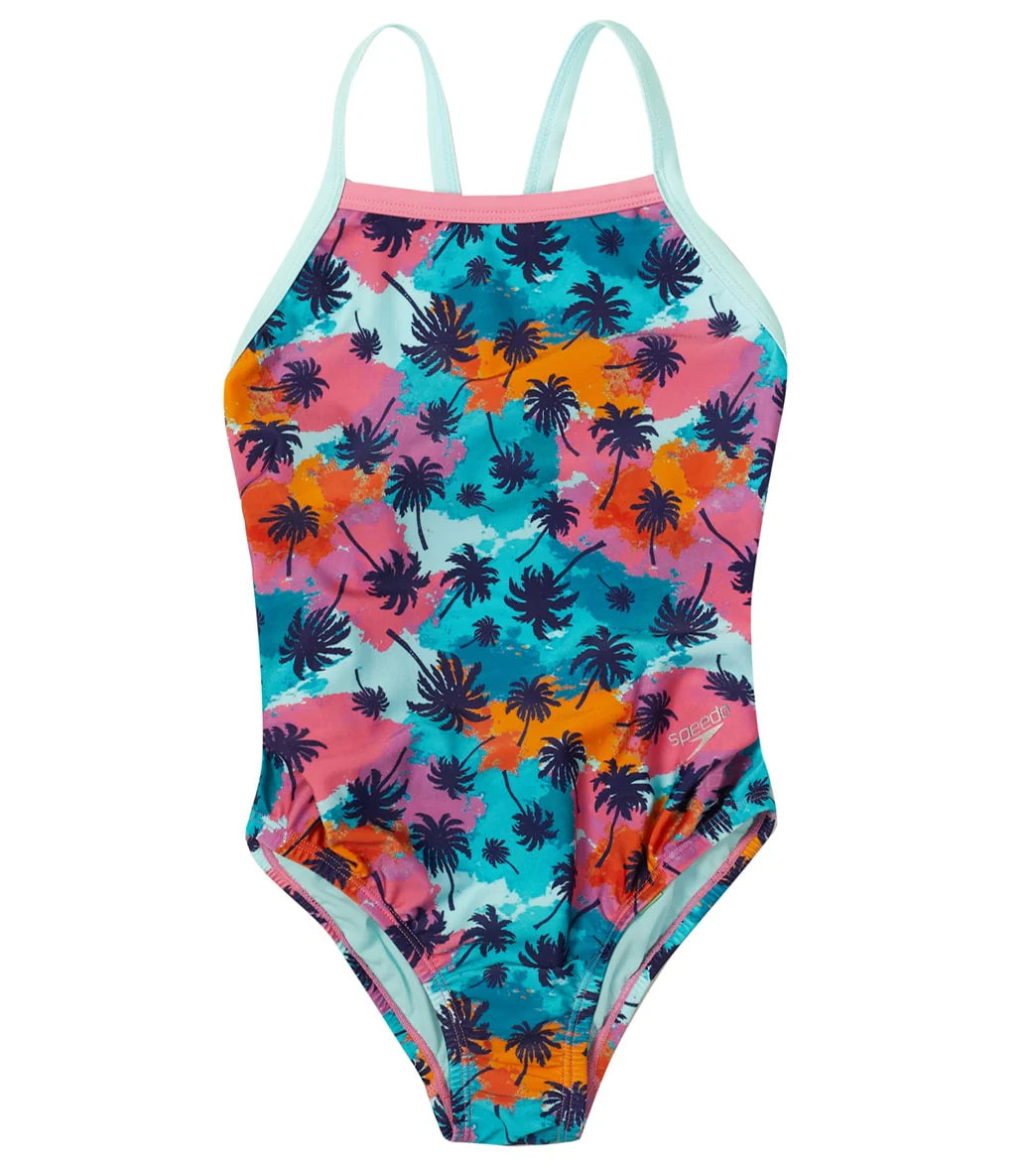 Speedo Girls' Printed Propel Back One Piece Swimsuit (Big Kid)