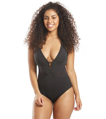 Jets Swimwear Australia Paralells Plunge One Piece Swimsuit (D/DD Cup)
