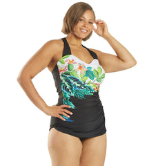 Sporti Plus Size Bella Bouquet Tummy Control One Piece Swimsuit