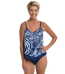 Maxine Women's Zebra Daze Flutter Tankini Top