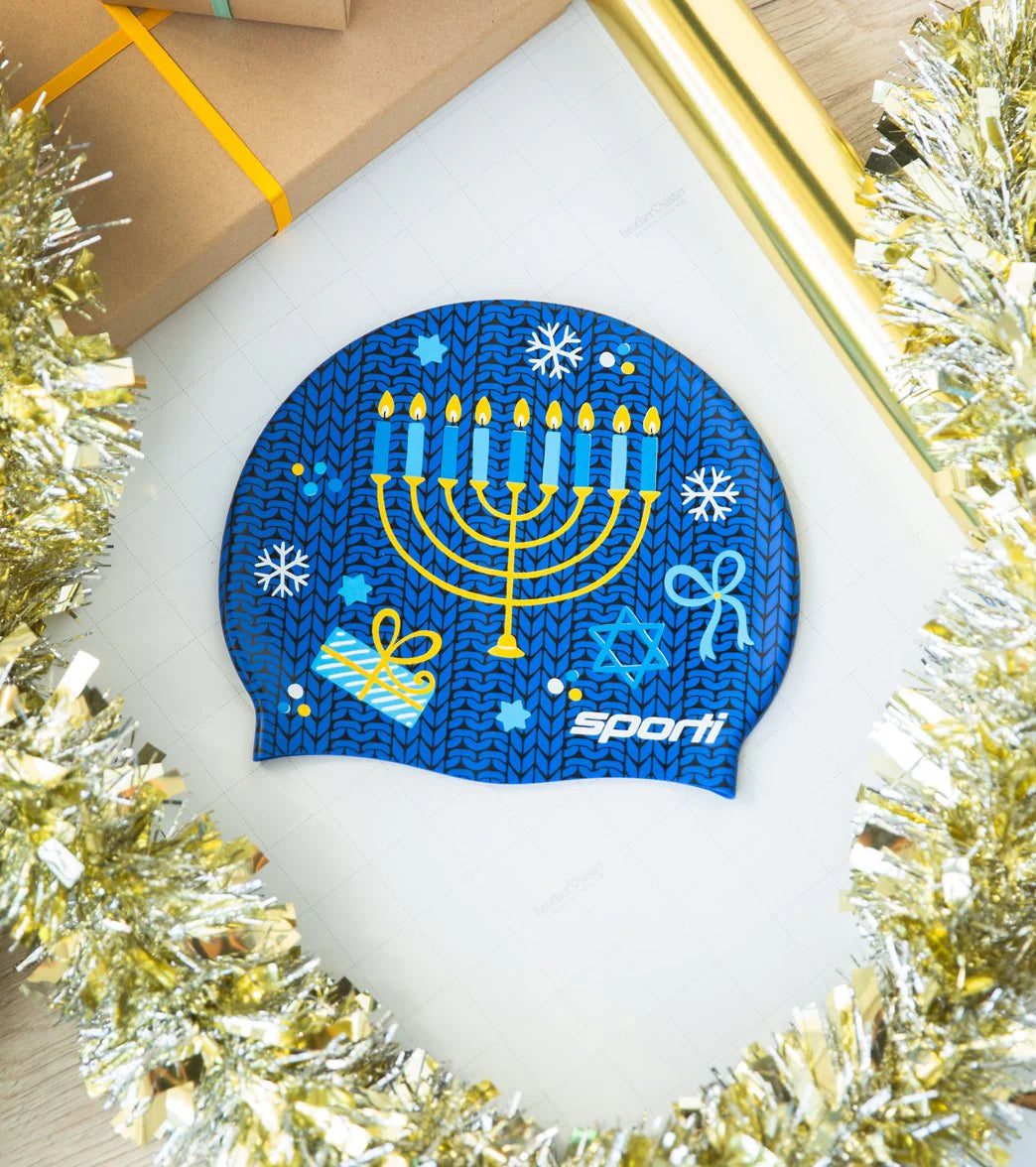 Sporti Hanukkah Silicone Swim Cap