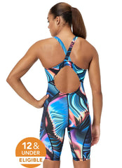 Speedo Women's Print Vanquisher Kneeskin Tech Suit Swimsuit
