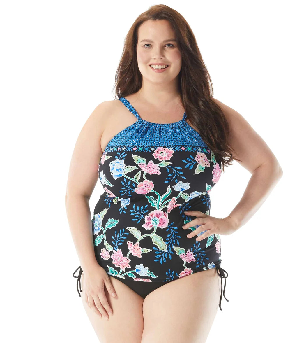 Beach House Women's Plus Size Floral Fantasy Blair Tankini Top