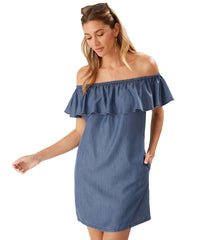 Tommy Bahama Women's Chambray Off The Shoulder Cover Up Dress