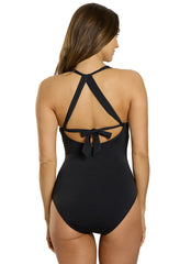 Jantzen Women's Solid Amelie Wrap One Piece Swimsuit